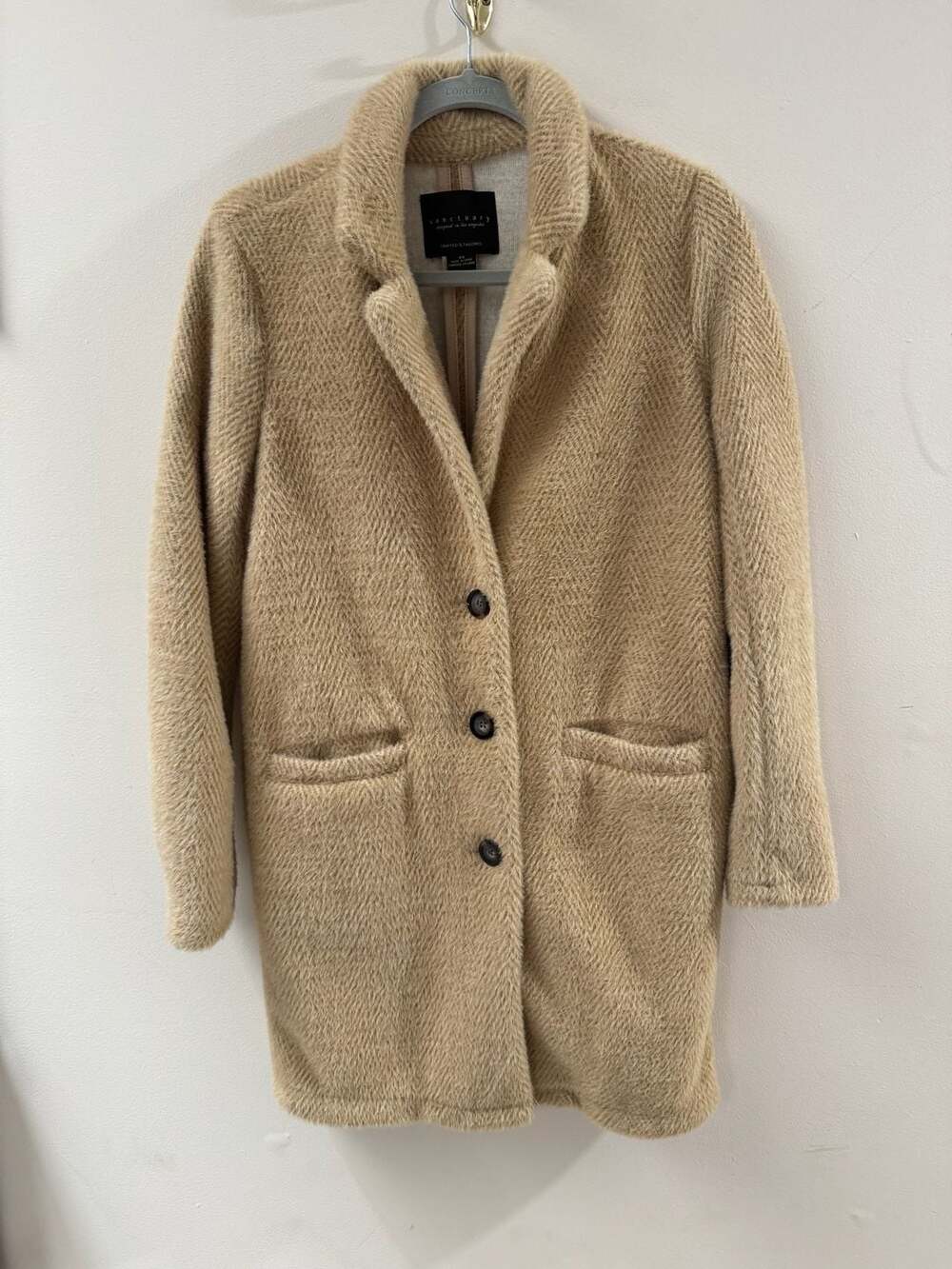 Sanctuary Hometown Fuzzy Knit Teddy Coat in Toasted Oats Melange